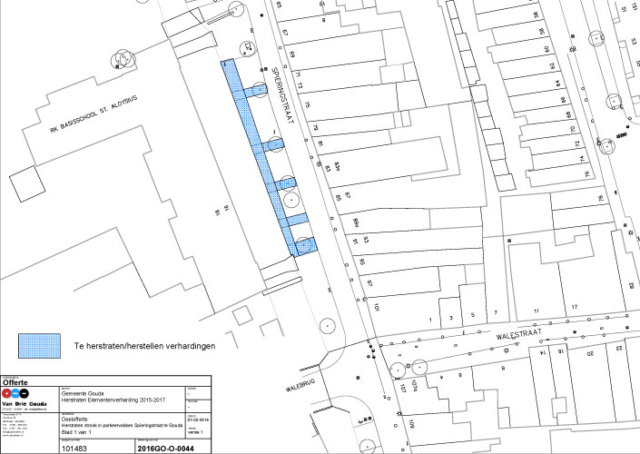 omgevingskaart van Bestratingswerkzaamheden parkeervakken Spieringstraat